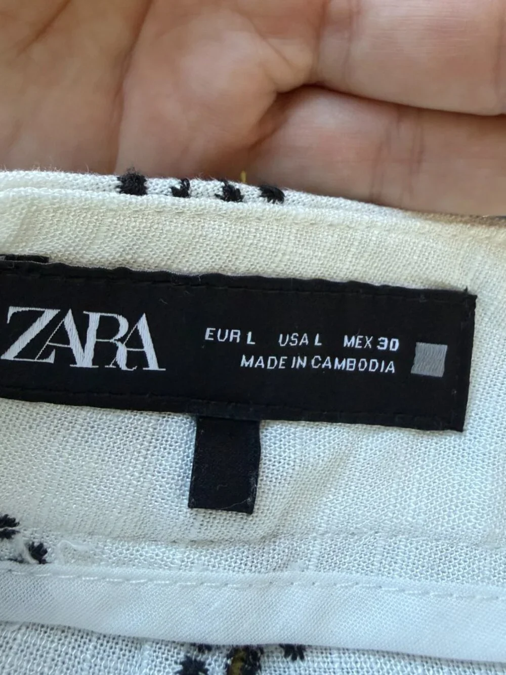 ZARA Embroidered White Yellow Black Linen Blend Matching Set
